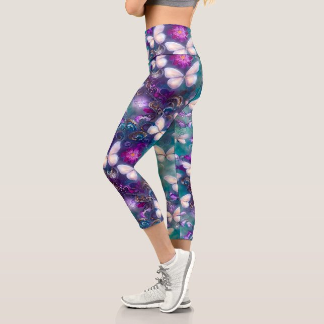 A Mystical Butterfly Series Design 1 Capri Leggings (Left)