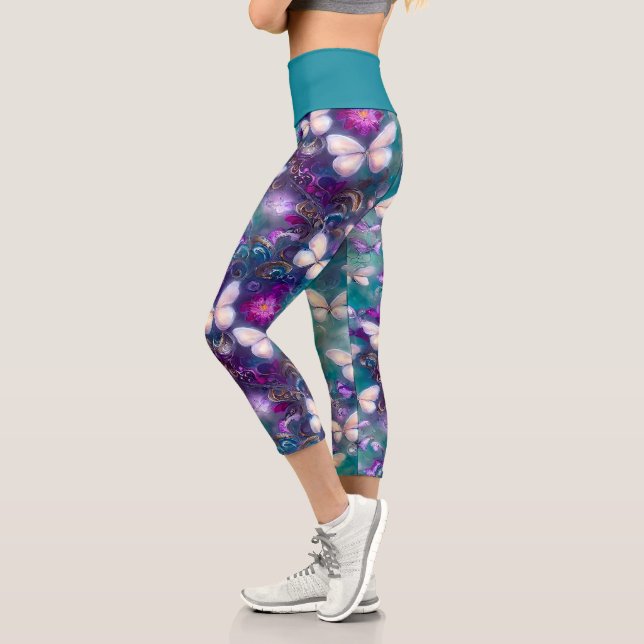 A Mystical Butterfly Series Design 1 Capri Leggings (Left)