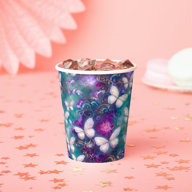 A Mystical Butterfly Series Design 1 Paper Cups (Insitu)