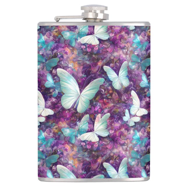A Mystical Butterfly Series Design 7 Hip Flask (Front)