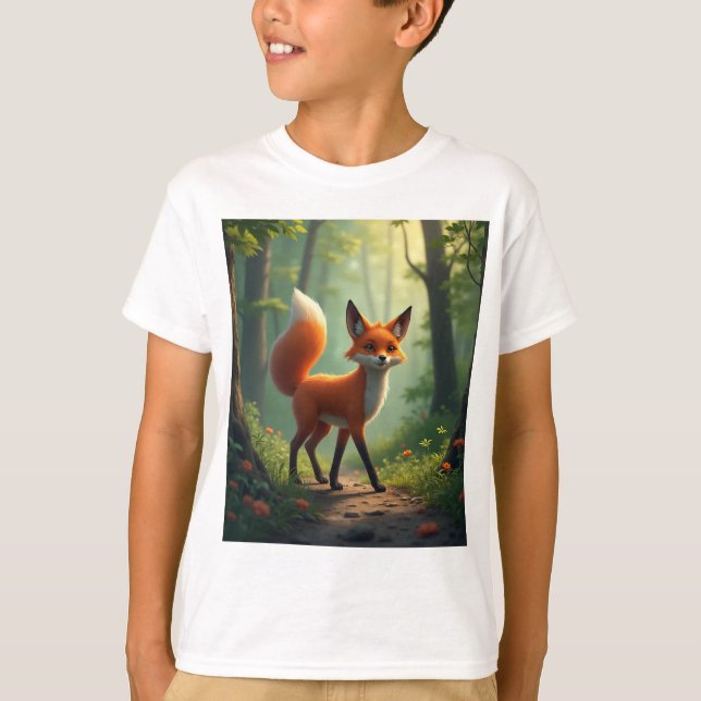 A mystical fox wandering through the forest T-Shirt (Front)