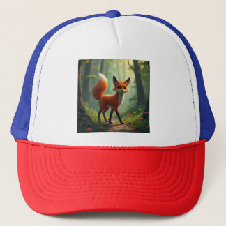 A mystical fox wandering through the forest trucker hat