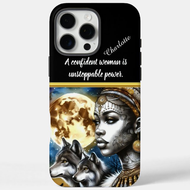 A mystical woman with wolves under the full moon Case-Mate iPhone case (Back)