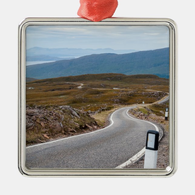 A narrow single-track road - Scotland Metal Tree Decoration (Front)