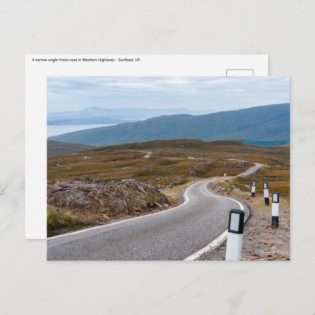 A narrow single-track road - Scotland Postcard (Front/Back)
