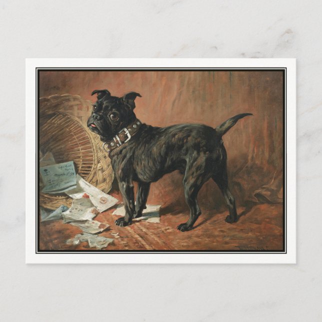 A Naughty Black Pug by John Emms Postcard (Front)