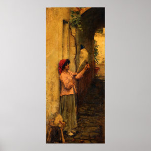 A Neapolitan flax spinner by Waterhouse Poster