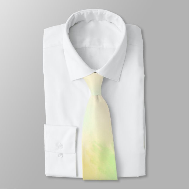 A necktie with a pastel gradient of yellow  (Tied)
