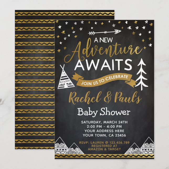 A New Adventure Awaits Baby Shower Invitation (Front/Back)