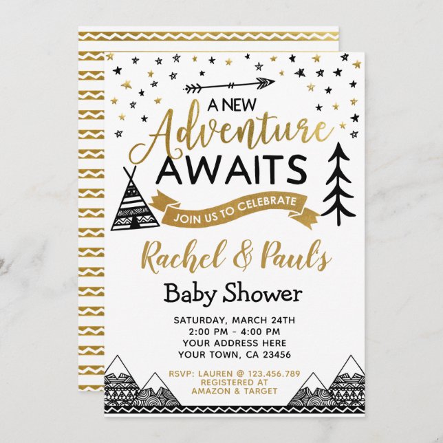 A New Adventure Awaits Baby Shower Invitation (Front/Back)