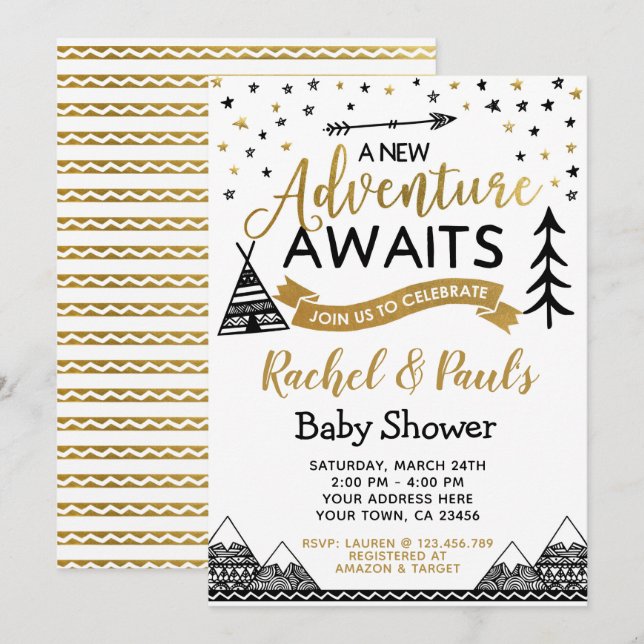 A New Adventure Awaits Baby Shower Invitation (Front/Back)