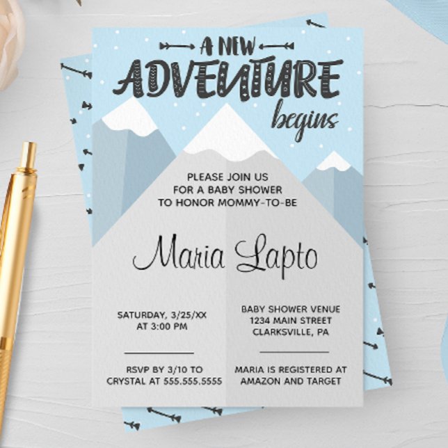 A New Adventure Begins Winter Baby Shower Invitation (Creator Uploaded)