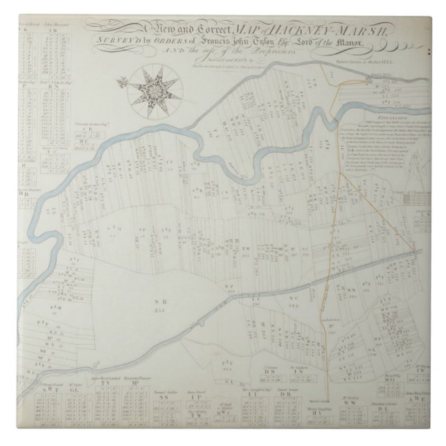 A New and Correct Map of Hackney Marsh, 1745 (lith Tile (Front)