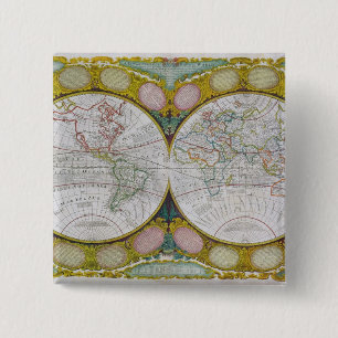 A New and Correct Map of the World, 1770-97 15 Cm Square Badge