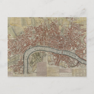 A New and Exact Plan of the Cities of London and W Postcard
