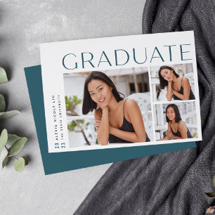 A New Angle   Three Photo Collage Graduation Announcement