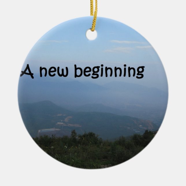 A new beginning ceramic tree decoration (Front)
