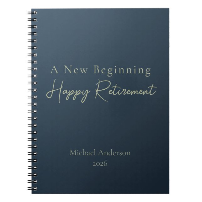 A New Beginning Elegant Personalised Retirement  Notebook (Front)