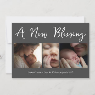 A New Blessing Grey Holiday Birth Announcement 