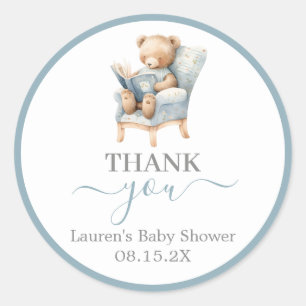 A New Chapter Baby Shower Boy Round Sticker