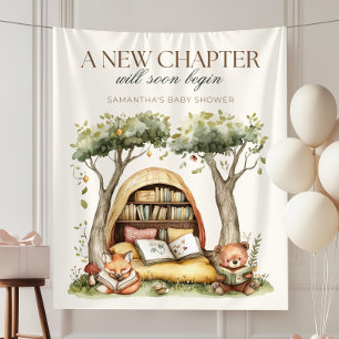 A New Chapter Baby Shower Decorations, Rustic Stor Tapestry