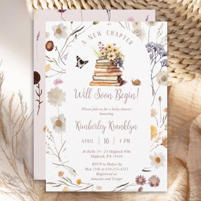 A New Chapter Baby Shower Storybook Wildflower Invitation (Creator Uploaded)