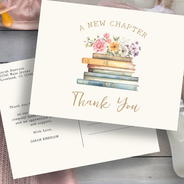 A New Chapter Baby Shower Thank You Postcard (A New Chapter Baby Shower Thank You Postcard by Painted Paperie
)