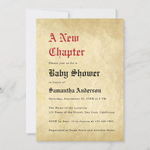 A New Chapter Baby Shower Vintage Parchment Paper  Invitation