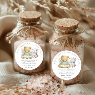 A New Chapter Bear Book Baby Shower Thank you Classic Round Sticker