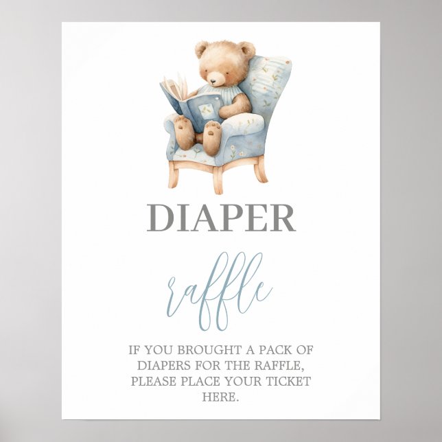 A New Chapter Begin baby shower Diaper Raffle sign (Front)