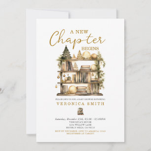 A New Chapter Begin Christmas Book Baby Shower Invitation
