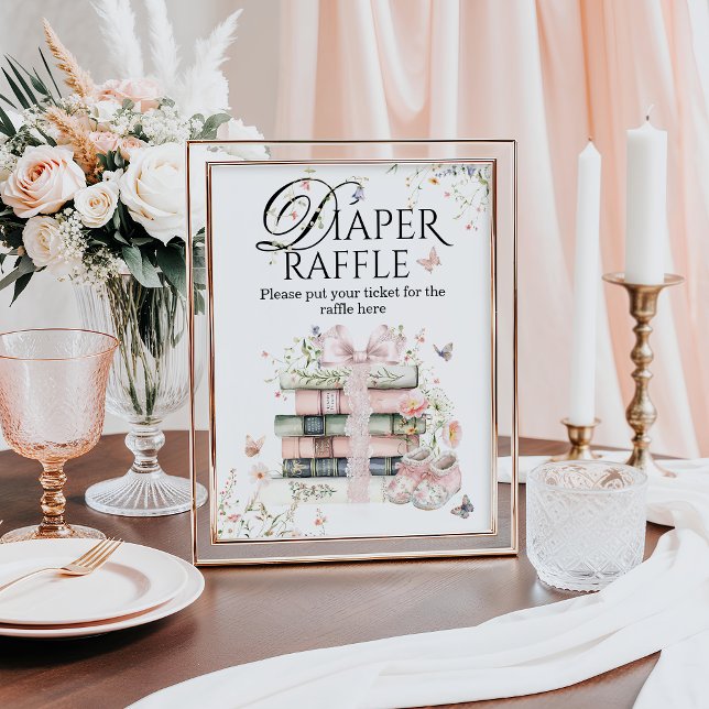 A New Chapter Begin Floral Book Baby Girl Shower Poster (Creator Uploaded)