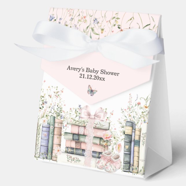 A New Chapter Begin Floral Bow Baby Girl Shower Favour Box (Front)
