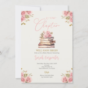 A New Chapter Begins Baby Shower Girl Invitation