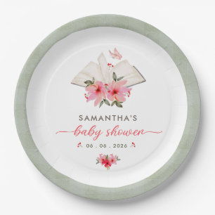 A new chapter begins  baby shower  paper plate