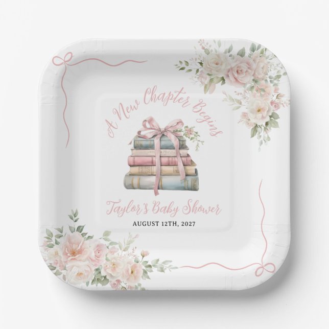 A New Chapter Begins Baby Shower  Paper Plate (Front)