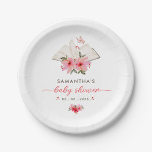 A new chapter begins  baby shower  paper plate