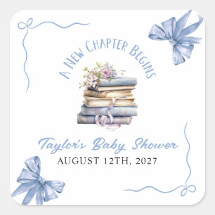 A New Chapter Begins Baby Shower  Square Sticker