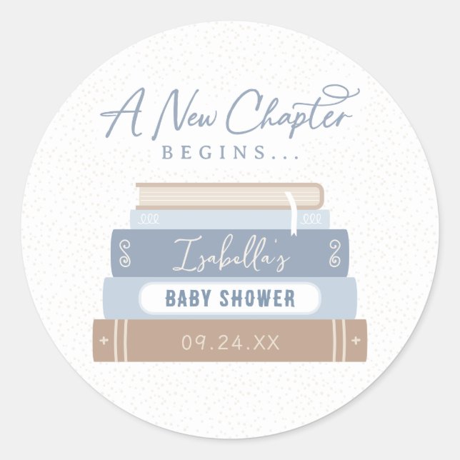 A New Chapter Begins Baby Shower Sticker (Front)