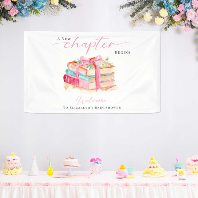 A New Chapter Begins Baby Shower Welcome Books  Banner (Creator Uploaded)