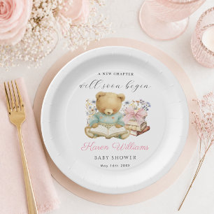 A New Chapter Begins Bear & Books Paper Plate