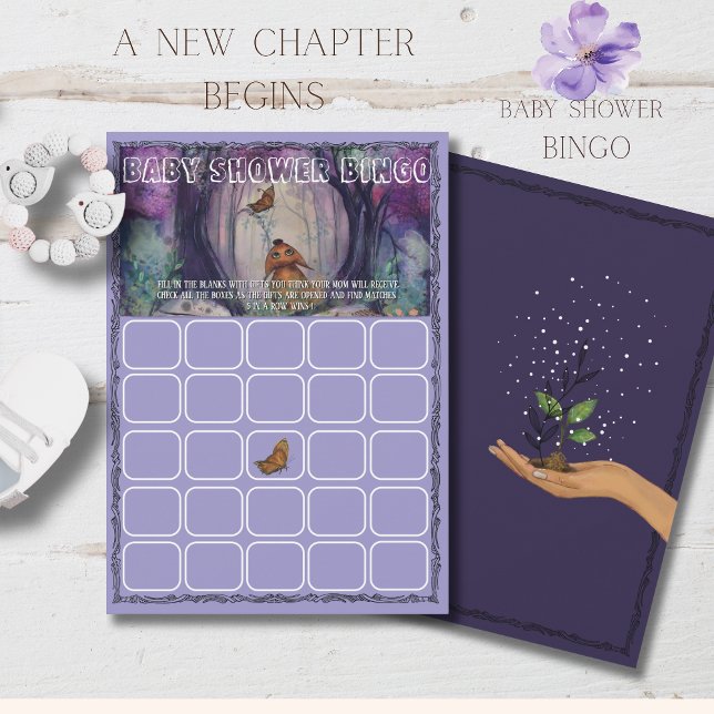 A New Chapter Begins Bingo game Baby Shower Card (A New Chapter Begins Bingo game Baby Shower Invitation)