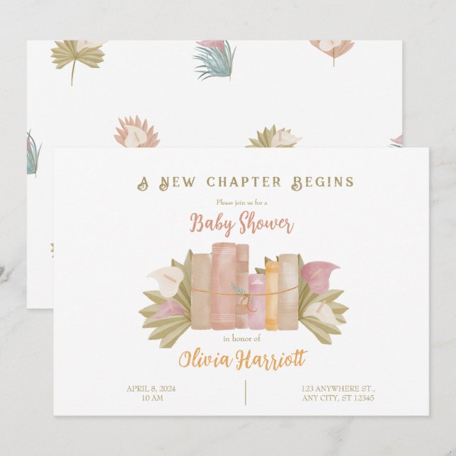 A New Chapter Begins - Boho Style Invitation (Front/Back)