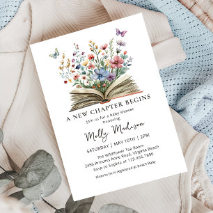 A New Chapter Begins Book Baby Shower Invitation