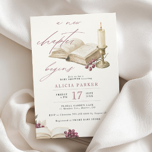 A new chapter begins book baby shower invitation