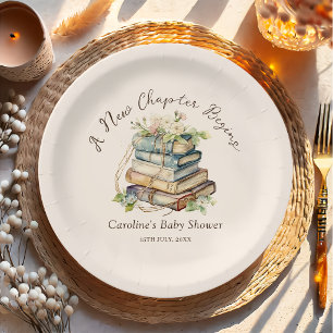 A New Chapter Begins Book Baby Shower Paper Plates