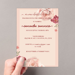 A new Chapter Begins Book Bridal shower  Acrylic Invitations