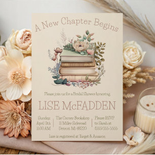 A New Chapter Begins, Book Theme Bridal Shower Invitation