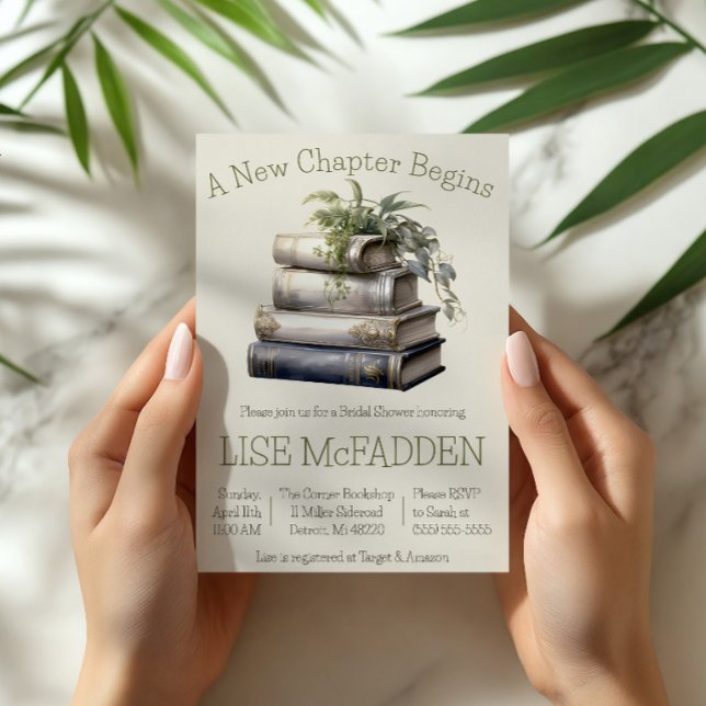 A New Chapter Begins, Book Theme Bridal Shower Invitation (Creator Uploaded)