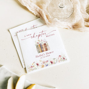 A New Chapter Begins, Book Theme Bridal Shower Napkin